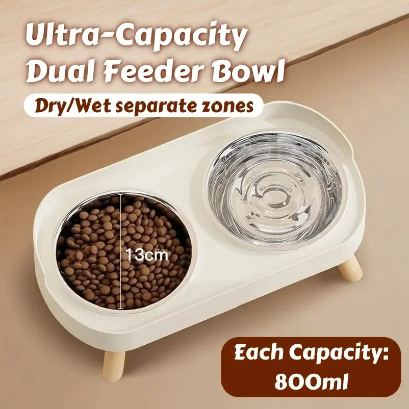 Dopamine Colorful Elevated Pet Feeder: Dual Stainless Steel Bowls with Neck Support - Fashion Food & Water Station for Pets thumbnail 2