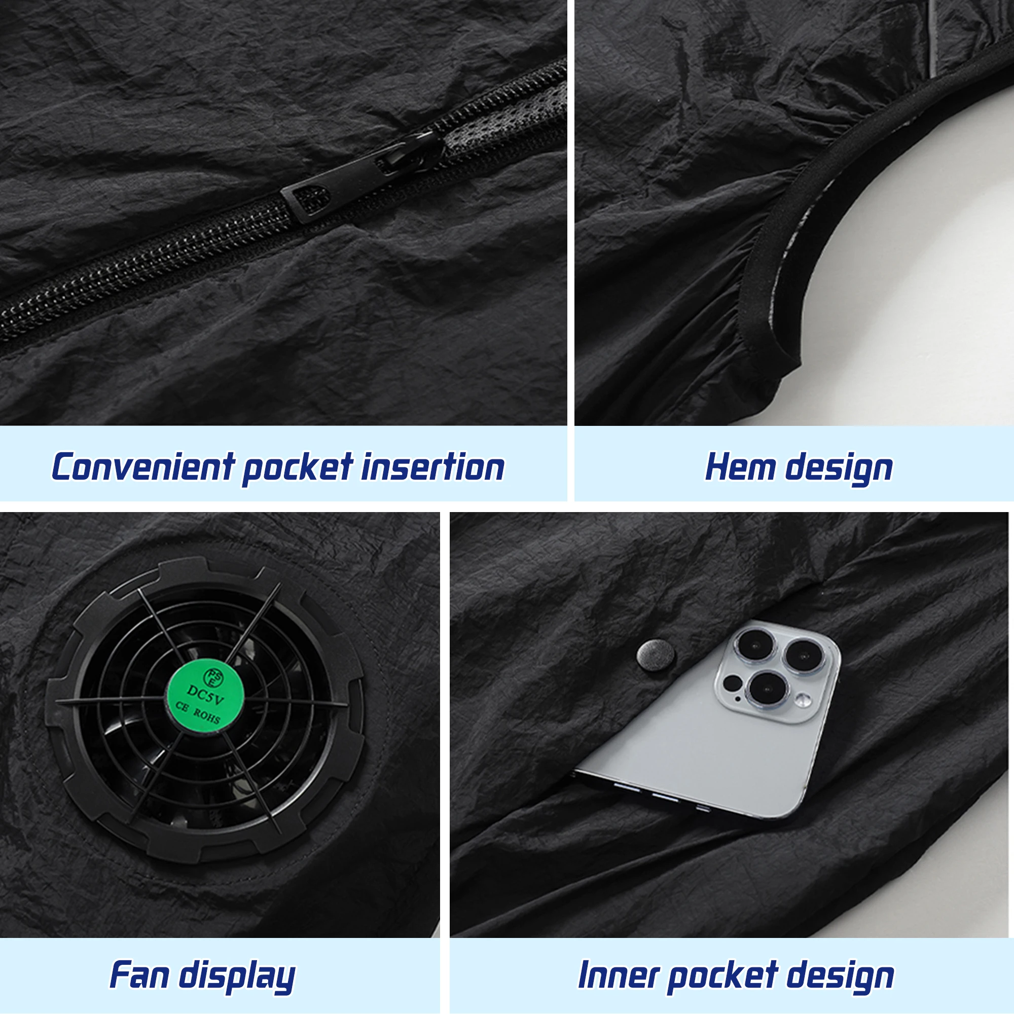 Summer Cooling Fan Vest Wearable Cooling Clothes Air-conditioned Clothes Cooling 13 Hours For High Temperature Work Fishing Vest thumbnail 5