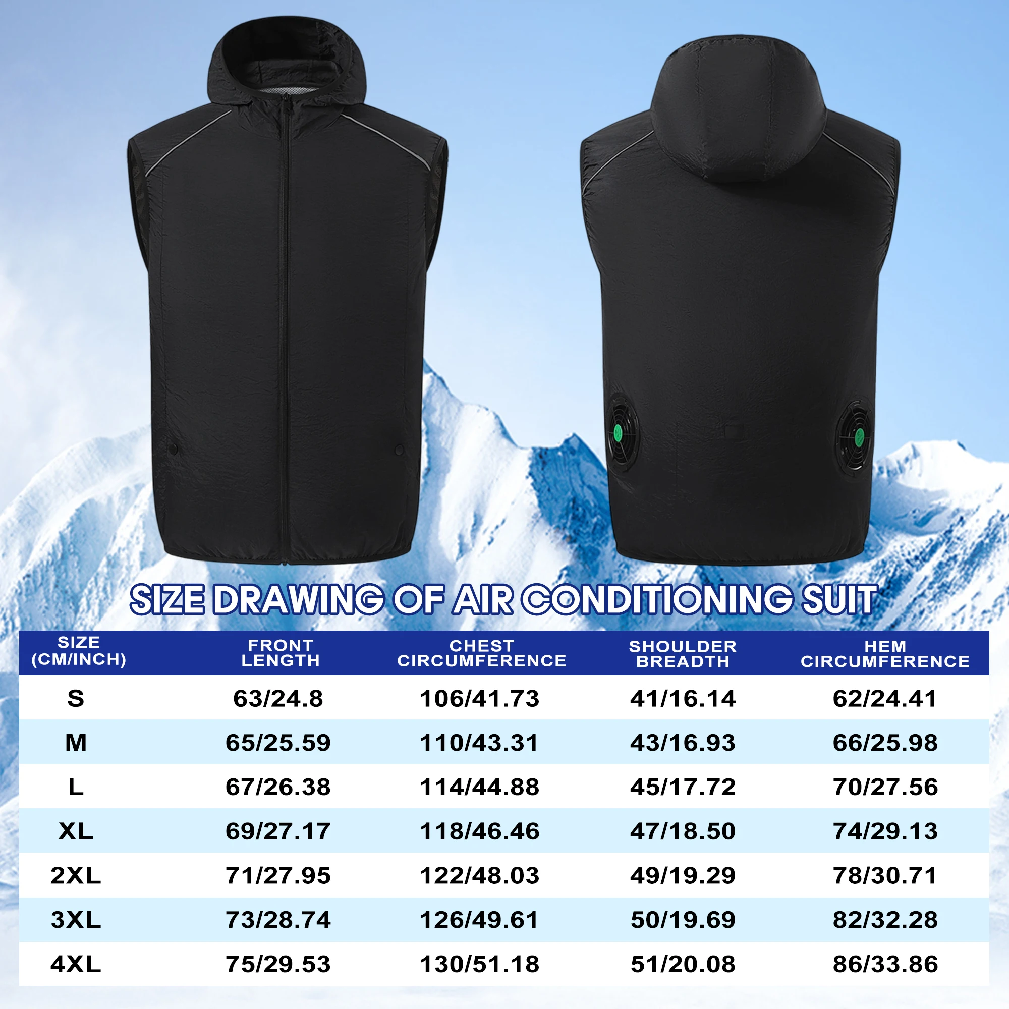 Summer Cooling Fan Vest Wearable Cooling Clothes Air-conditioned Clothes Cooling 13 Hours For High Temperature Work Fishing Vest thumbnail 6