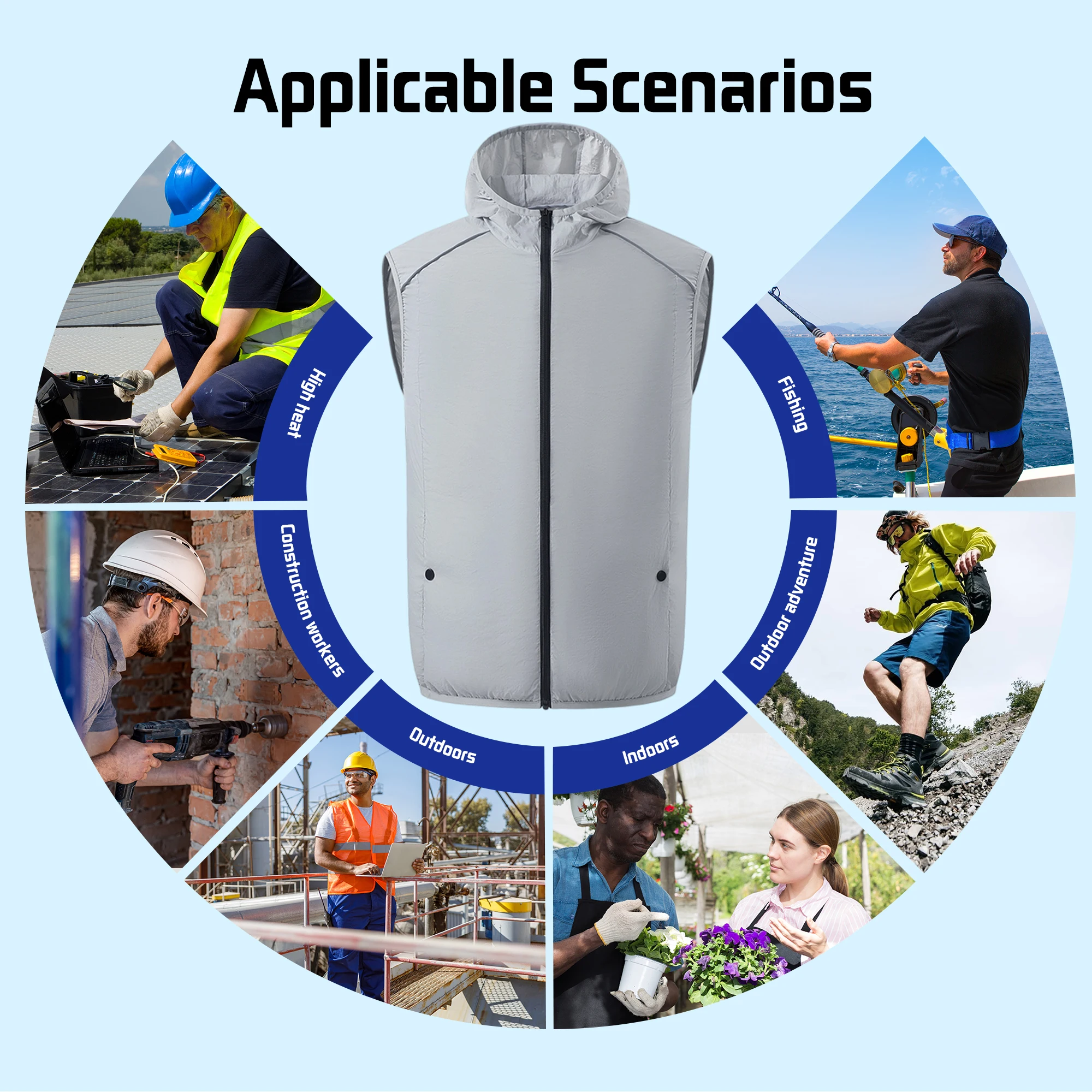 Summer Cooling Fan Vest Wearable Cooling Clothes Air-conditioned Clothes Cooling 13 Hours For High Temperature Work Fishing Vest thumbnail 3