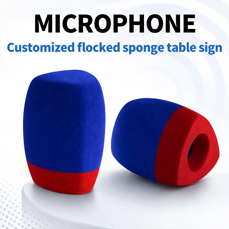 Square DIY Flocking Microphone Foam windshield with Logo Interview Cover logos Windscreens Mic Sponge customization
