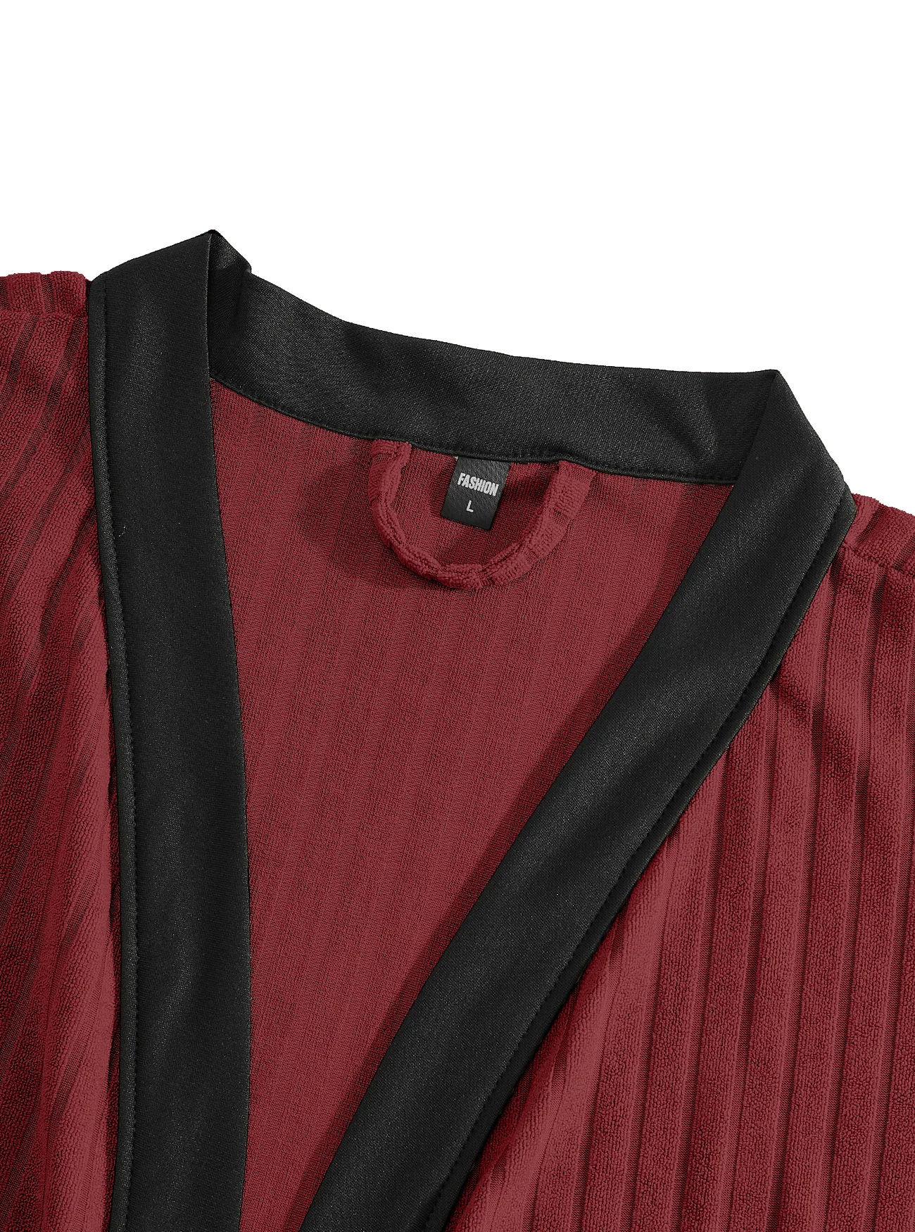 Men's Long Bathrobe with Belt - Soft Jacquard Weave, Solid Color, Shawl Collar, Pockets, Comfortable Lounge & Sleepwear thumbnail 3