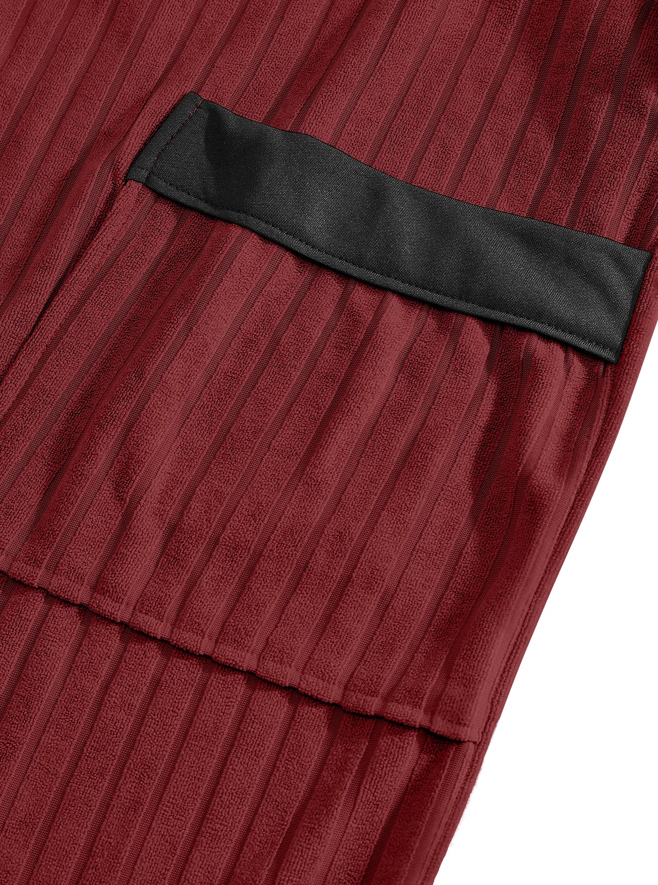 Men's Long Bathrobe with Belt - Soft Jacquard Weave, Solid Color, Shawl Collar, Pockets, Comfortable Lounge & Sleepwear thumbnail 5