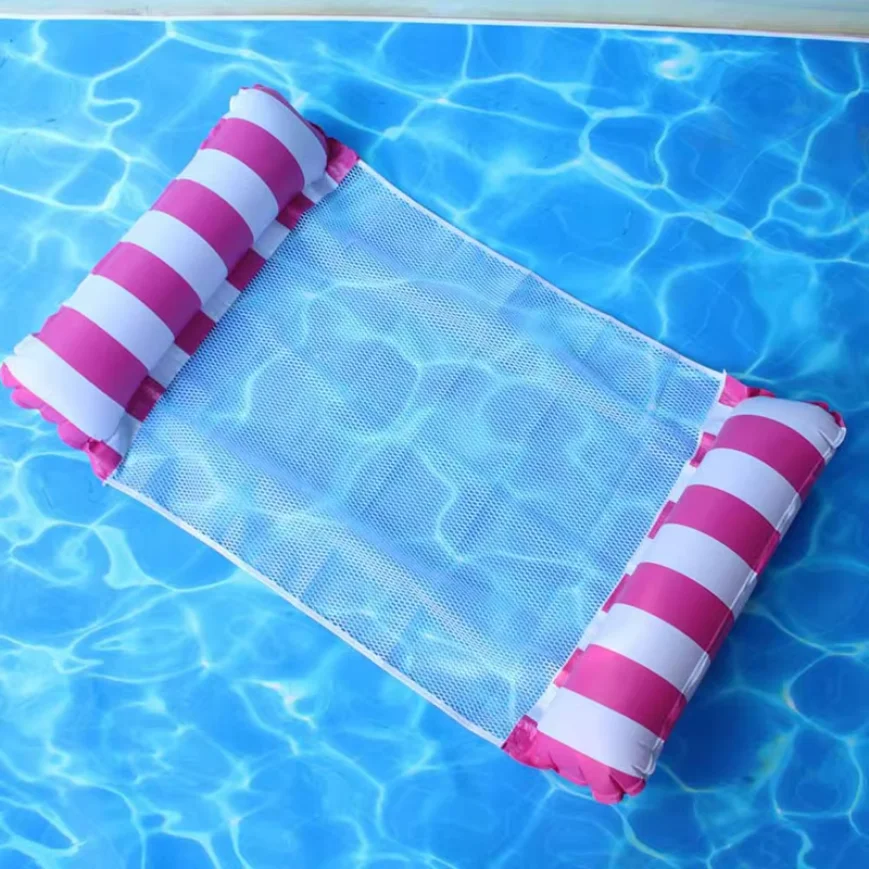 Inflatable Foldable Floating Row Swimming Pool Party Water Hammock Air Mattresses Pvc Stripe Water Floating Inflatable Mat thumbnail 6