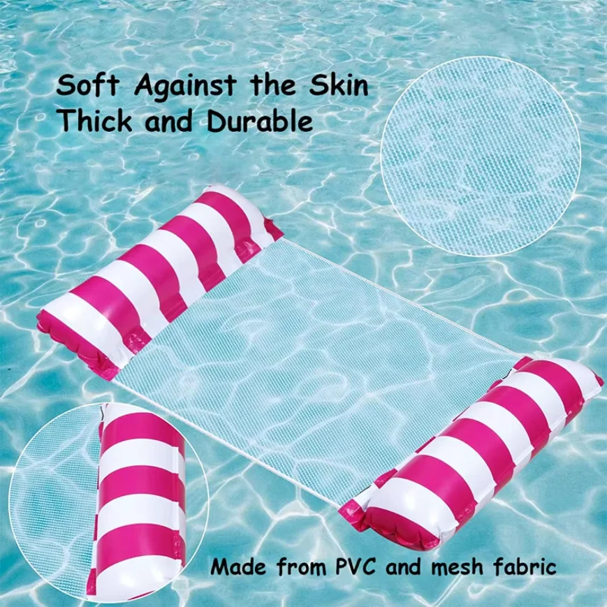 Inflatable Foldable Floating Row Swimming Pool Party Water Hammock Air Mattresses Pvc Stripe Water Floating Inflatable Mat thumbnail 3
