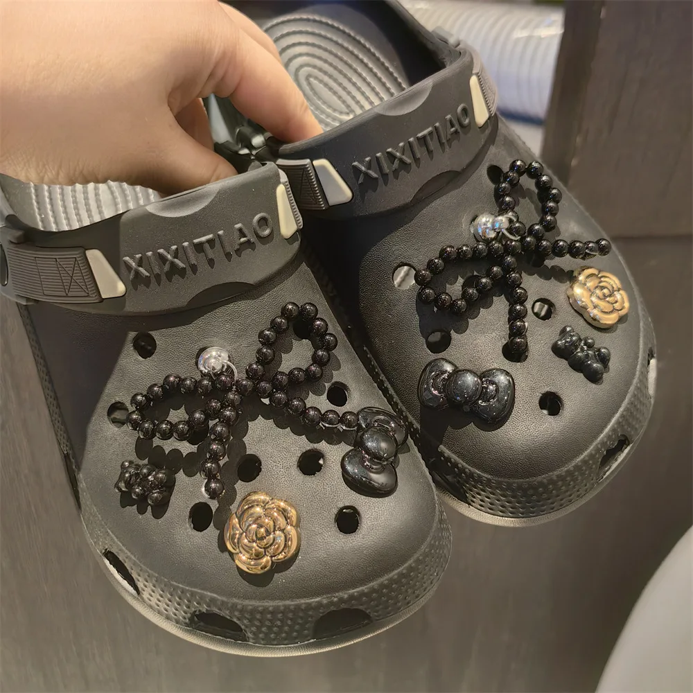 Gorgeous Pearl Bow Shoe Charms Set Pearl Flower Advanced Shoe Decorations DIY Detachable Buckle Shoes Accessories Cartoon Star thumbnail 3