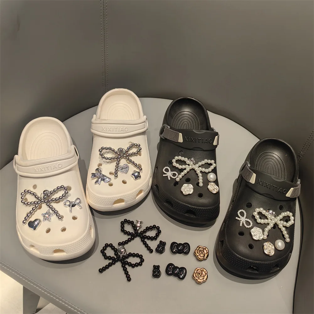 Gorgeous Pearl Bow Shoe Charms Set Pearl Flower Advanced Shoe Decorations DIY Detachable Buckle Shoes Accessories Cartoon Star thumbnail 5