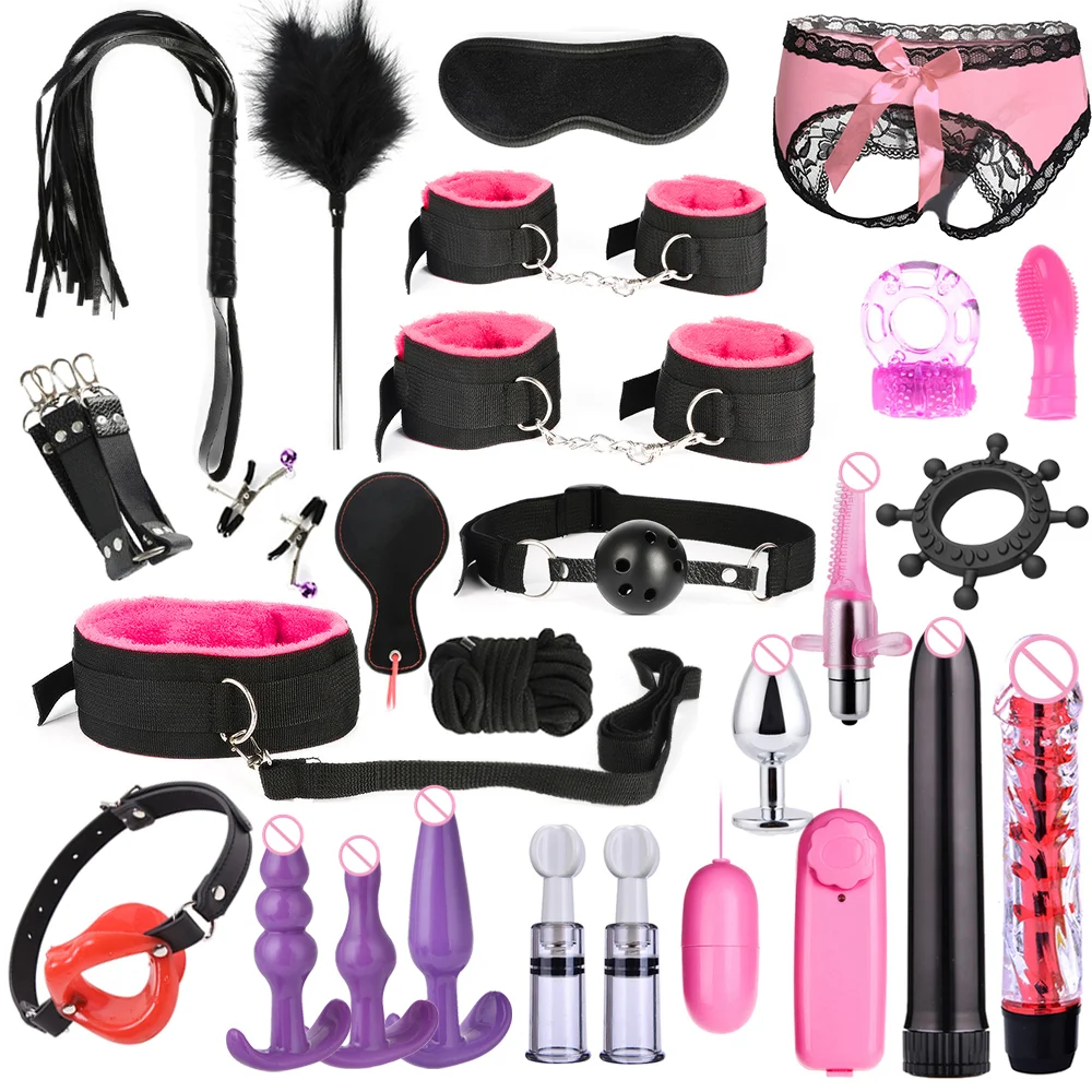 Sex Toys for Woman BDSM Sex Bondage Set Erotic Adults Toys Handcuffs Ankle Cuffs Collar Sex Toy Kit Adults Games Sex Products thumbnail 3