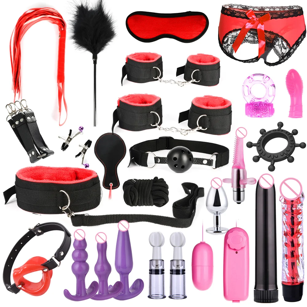 Sex Toys for Woman BDSM Sex Bondage Set Erotic Adults Toys Handcuffs Ankle Cuffs Collar Sex Toy Kit Adults Games Sex Products thumbnail 2