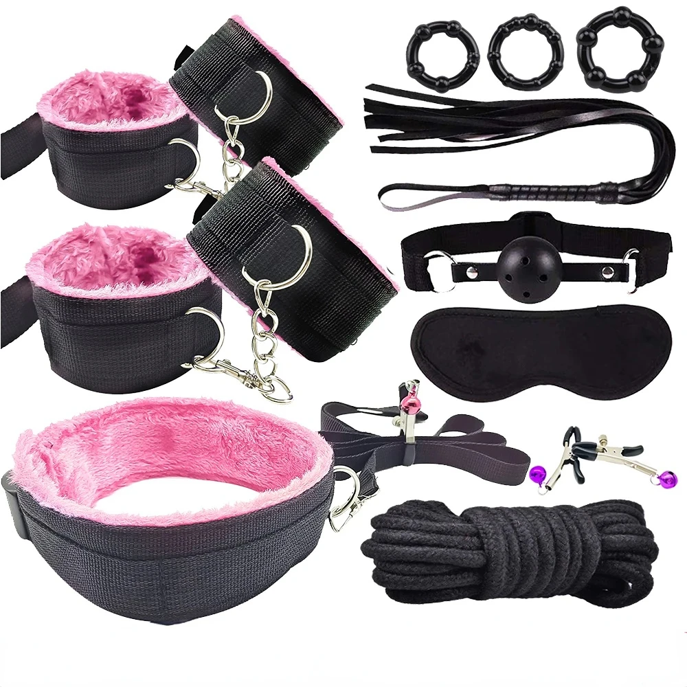 Sex Toys for Woman BDSM Sex Bondage Set Erotic Adults Toys Handcuffs Ankle Cuffs Collar Sex Toy Kit Adults Games Sex Products thumbnail 5