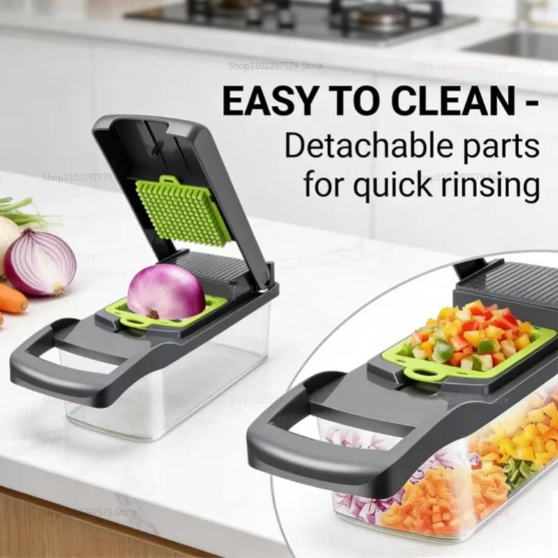 14/16 Pcs Vegetable Chopper Set Food Processor Onion Potato Slicer Dicer Grater Kitchen Fruit Vegetable Cutter with Handle thumbnail 2