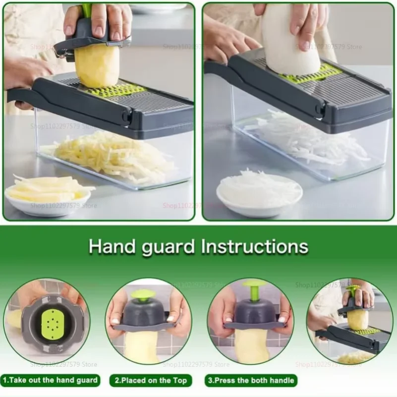 14/16 Pcs Vegetable Chopper Set Food Processor Onion Potato Slicer Dicer Grater Kitchen Fruit Vegetable Cutter with Handle thumbnail 6
