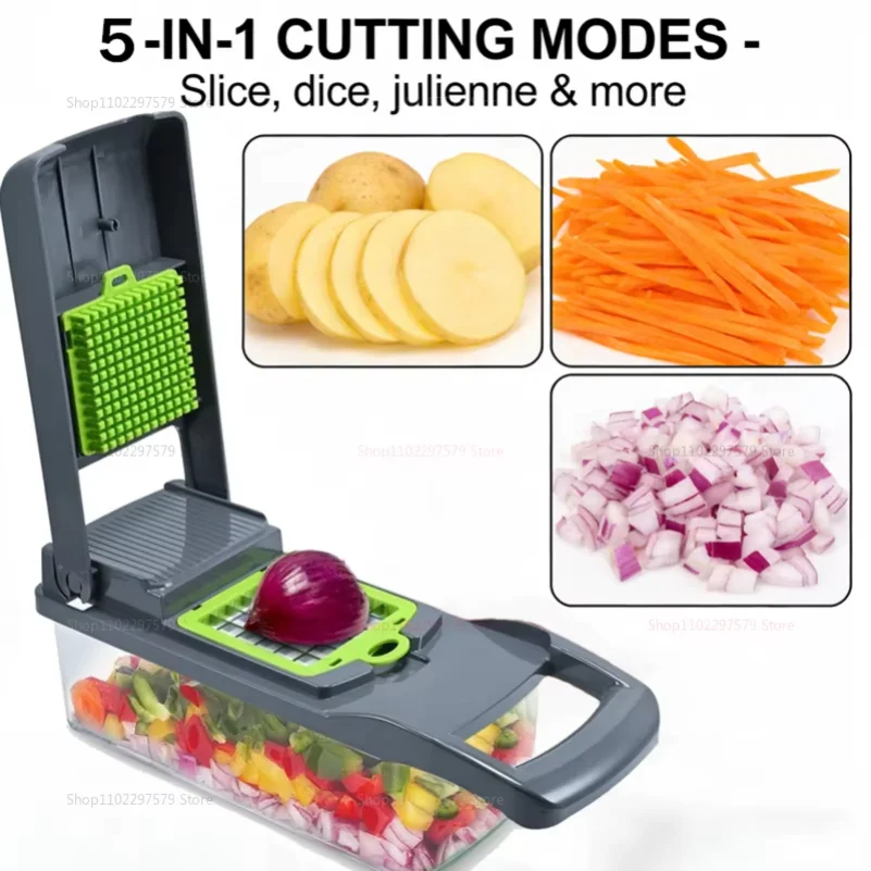 14/16 Pcs Vegetable Chopper Set Food Processor Onion Potato Slicer Dicer Grater Kitchen Fruit Vegetable Cutter with Handle thumbnail 4