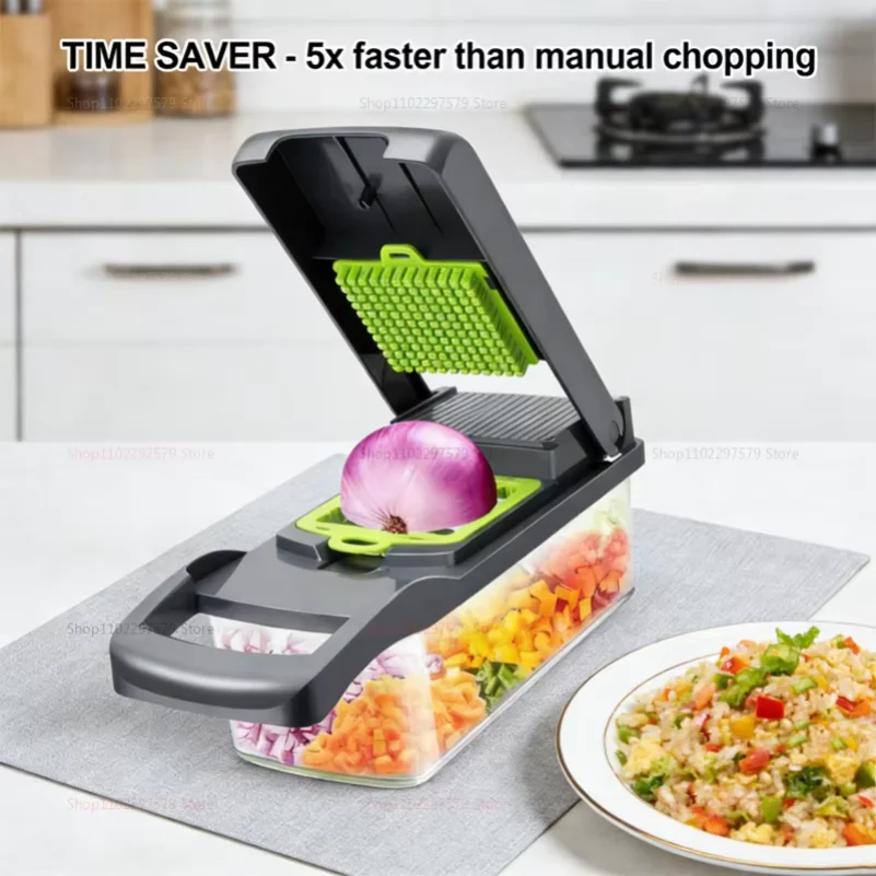 14/16 Pcs Vegetable Chopper Set Food Processor Onion Potato Slicer Dicer Grater Kitchen Fruit Vegetable Cutter with Handle thumbnail 5