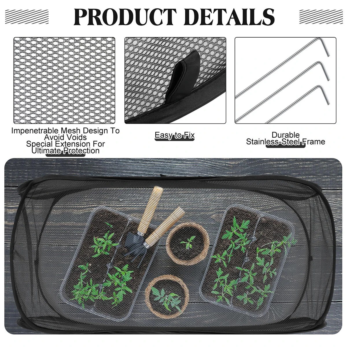 Pop Up Garden Mesh Plant Cover Seedlings Large Vegetable Supplies Indoor Gardening Greenhouse Accessories Plants Covers Products thumbnail 5