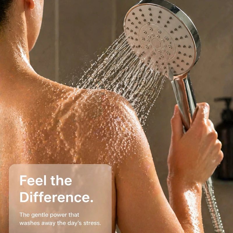 5Mode High Pressure Shower Head with 1.5m Hose Universal Water Saving Handheld Showerhead Set Massaging SPA Bathroom Accessories thumbnail 4