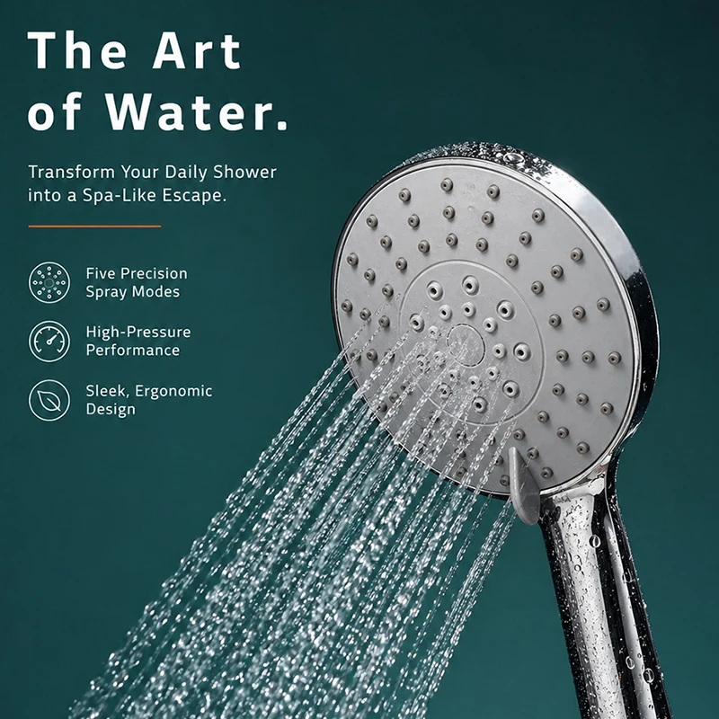 5Mode High Pressure Shower Head with 1.5m Hose Universal Water Saving Handheld Showerhead Set Massaging SPA Bathroom Accessories thumbnail 3