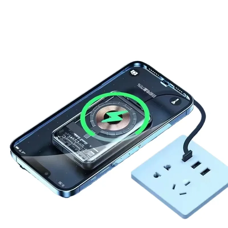 20000mAh 5V Battery Power Bank for Magnetic Fast Charging Portable Mobile Phone Power Supply with Built-in Cable Wireless thumbnail 3