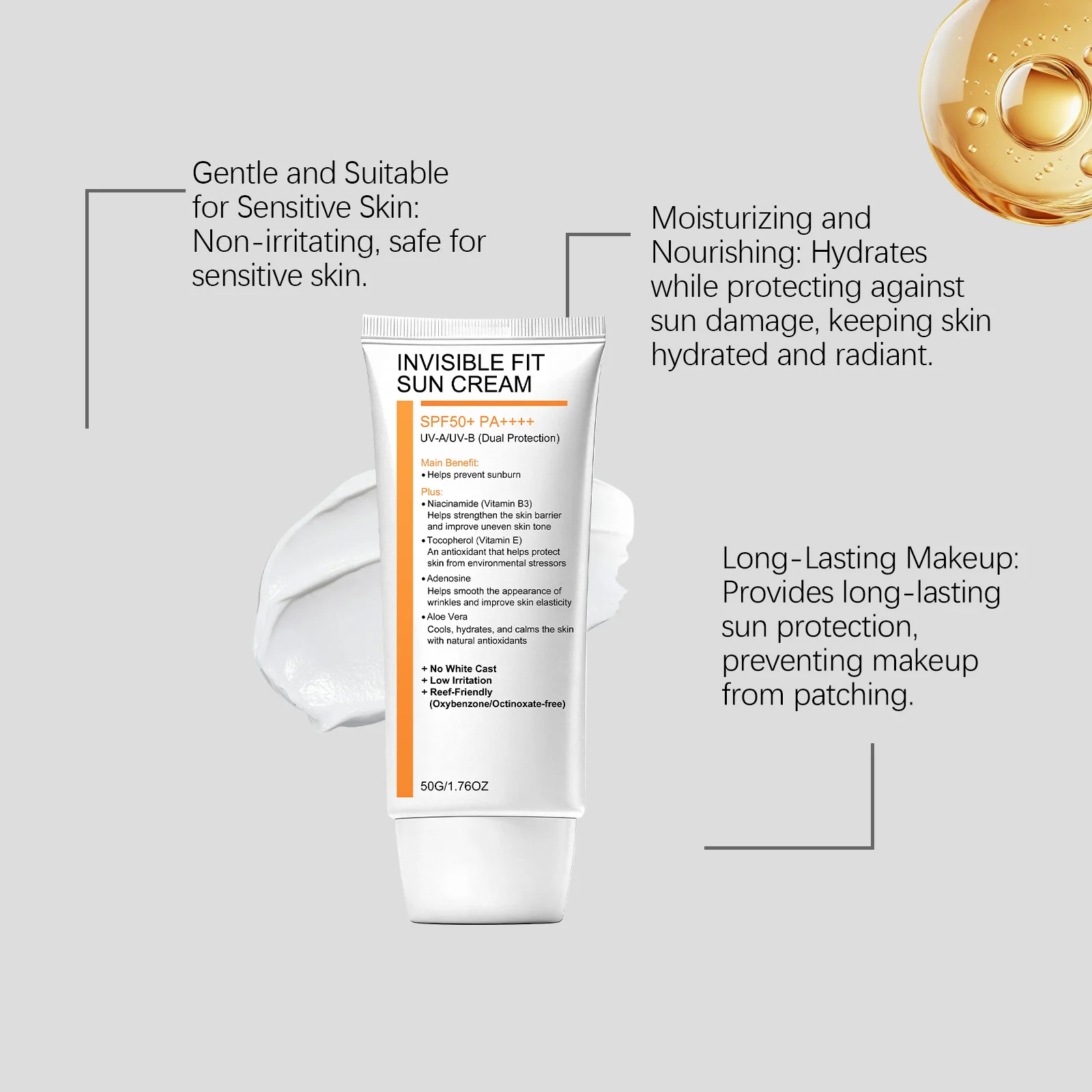 Niacinamide Moisturizing Protective Cream Mild Skin Care Refreshing Moisturizing Protective Cream Suitable Outdoor Seasons thumbnail 2