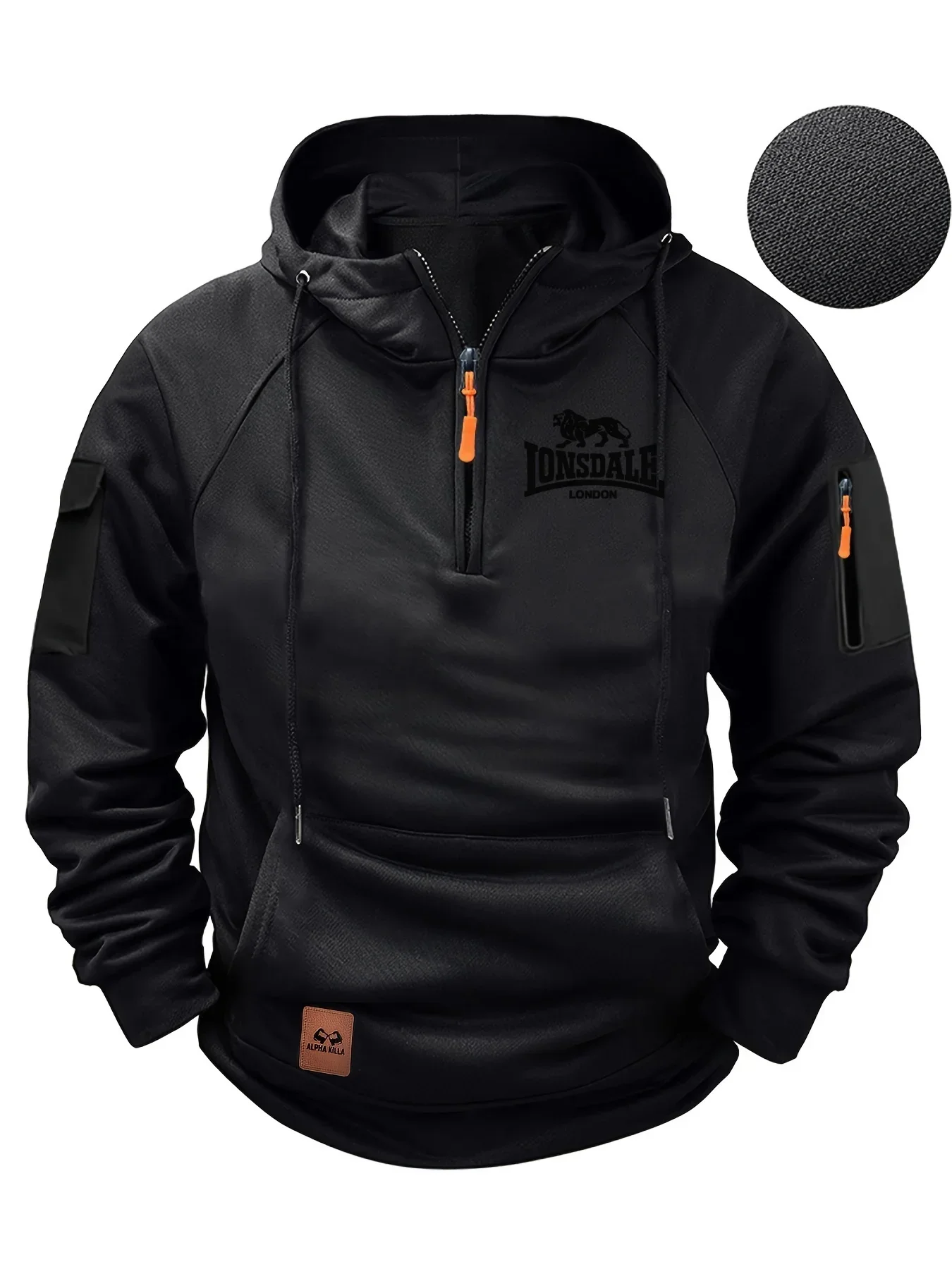 Men's hoodie 2025 new high-quality, fashionable and casual men's multi-pocket zipper polar caMen'p sweatshirt, zipper sweatshirt thumbnail 3