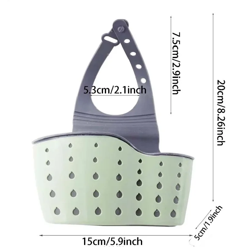 Sink Draining Hanging Basket Adjustable Kitchen Accessories Rubber Sink Bag Soap Sponge Shelf Faucet Holder for Bathroom 1PC thumbnail 2