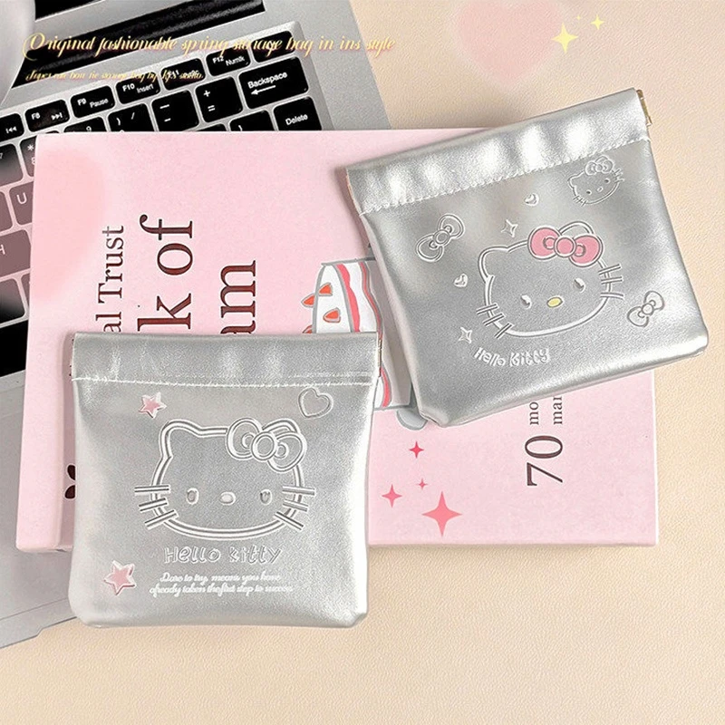 Hello Kitty Mini Bag Data Cable Storager Makeup Bags Portable Storage Purse Automatic Closure Cartoon Storager Cute KT Bag 키티 thumbnail 5