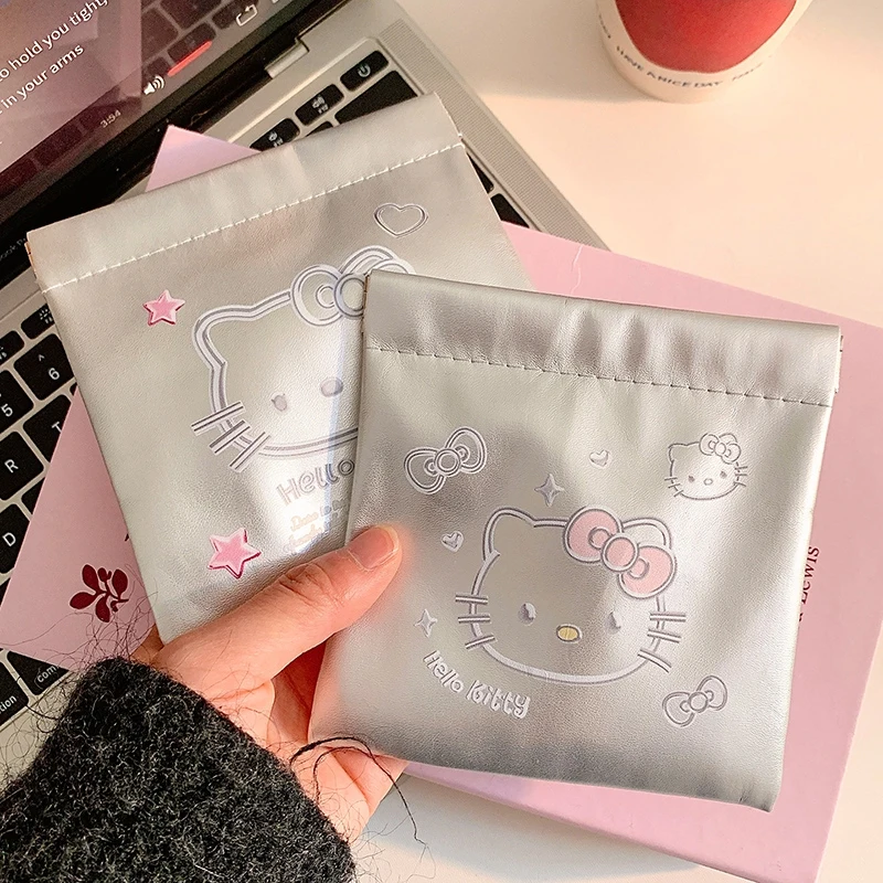 Hello Kitty Mini Bag Data Cable Storager Makeup Bags Portable Storage Purse Automatic Closure Cartoon Storager Cute KT Bag 키티 thumbnail 3