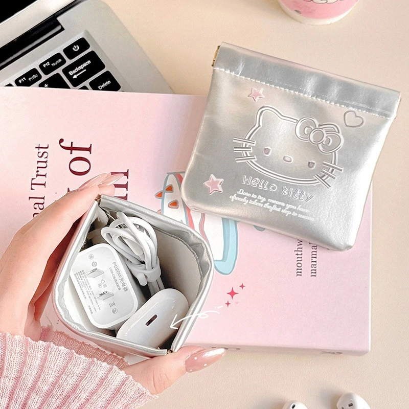 Hello Kitty Mini Bag Data Cable Storager Makeup Bags Portable Storage Purse Automatic Closure Cartoon Storager Cute KT Bag 키티 thumbnail 6