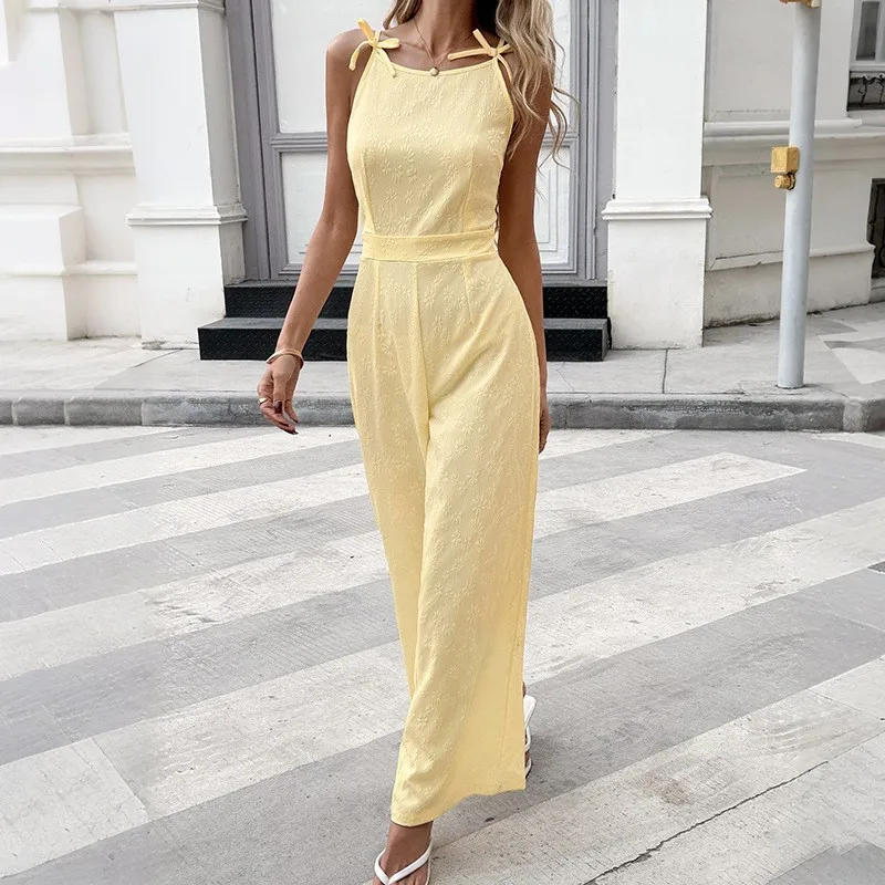 Foreign Style Street Women's Jumpsuit Summer Fashion Sleeveless Lace Up Design Sling Jumpsuits Ladies Elegant Office Rompers thumbnail 3