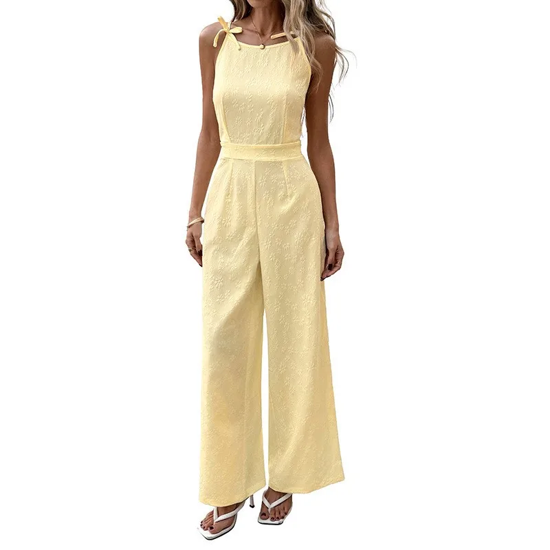 Foreign Style Street Women's Jumpsuit Summer Fashion Sleeveless Lace Up Design Sling Jumpsuits Ladies Elegant Office Rompers thumbnail 6