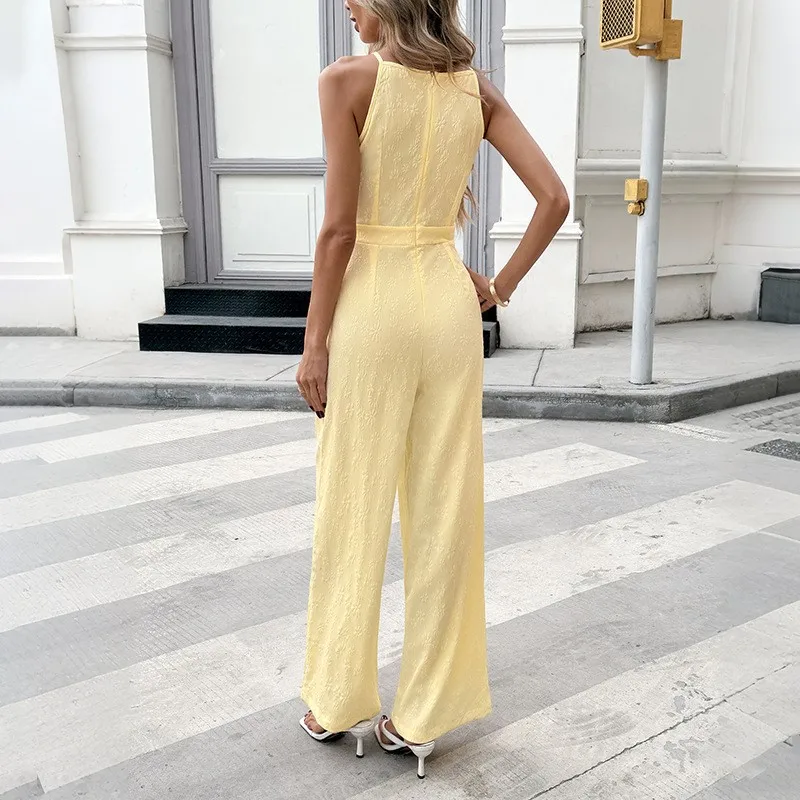 Foreign Style Street Women's Jumpsuit Summer Fashion Sleeveless Lace Up Design Sling Jumpsuits Ladies Elegant Office Rompers thumbnail 4