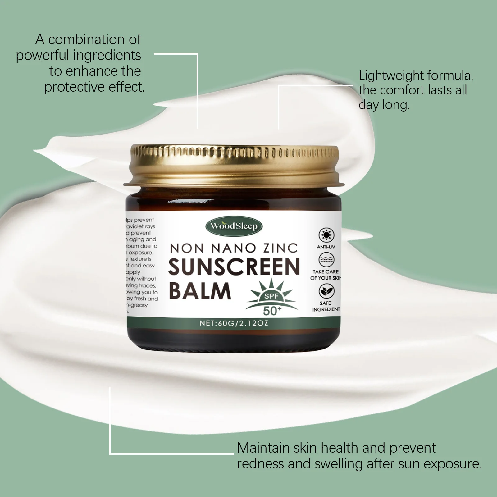 60G SPF50+ Sunscreen Cream Summer Protective Prevent Sunburn Sweatproof Non-greasy Breathable Lightweight Sunblock Lotion thumbnail 2