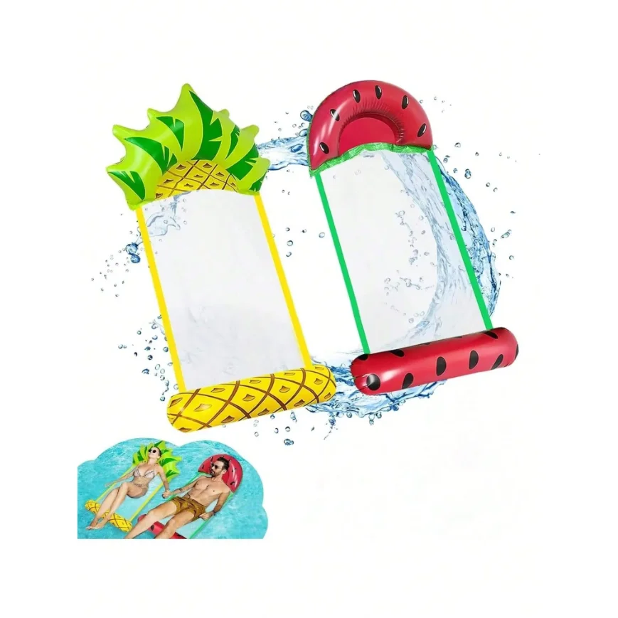 Foldable Fruits Floating Water Hammock Lounger Water Toys Inflatable Floating Bed Chair Summer Swimming Pool Water Hammock Bed thumbnail 4