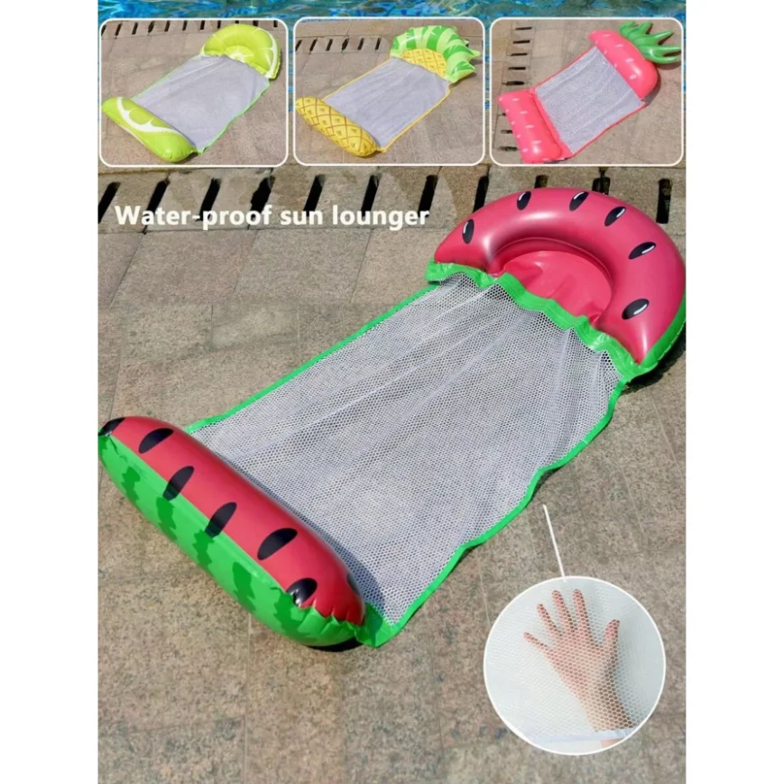 Foldable Fruits Floating Water Hammock Lounger Water Toys Inflatable Floating Bed Chair Summer Swimming Pool Water Hammock Bed thumbnail 6