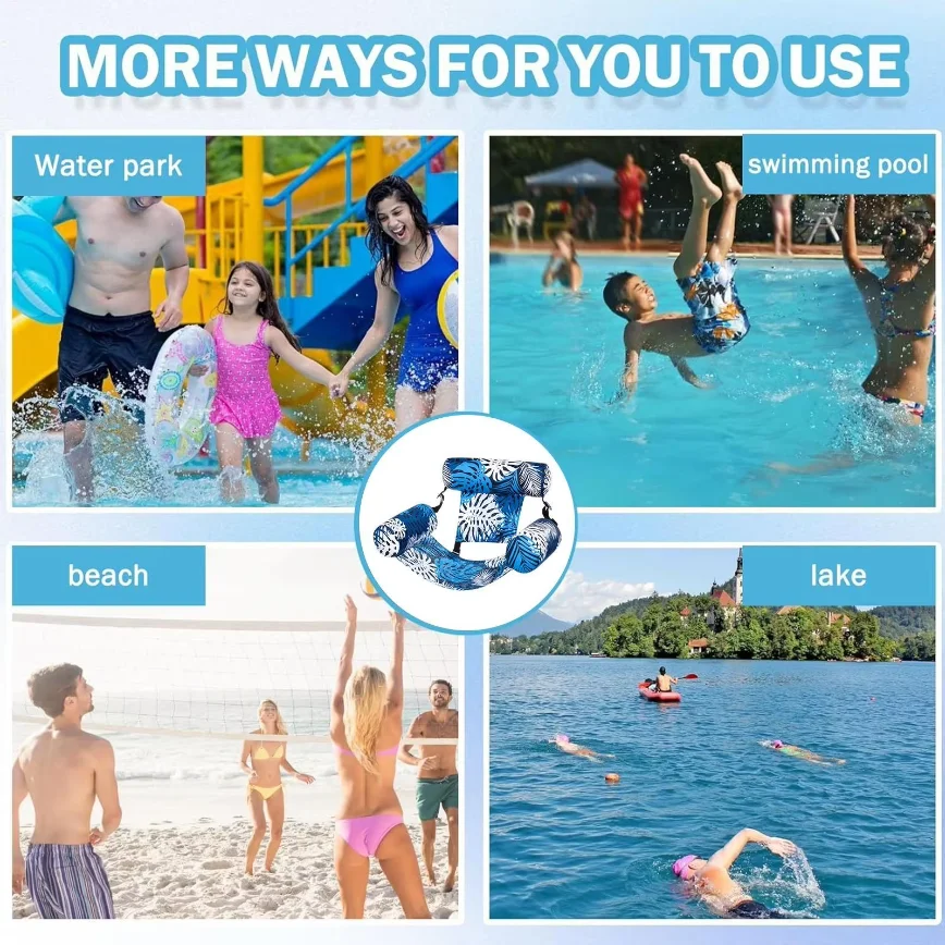 Inflatable pool hammock chair Floating water lounge bed Foldable swimming pool recliner Heavy-duty Pool Floats for Adults thumbnail 6