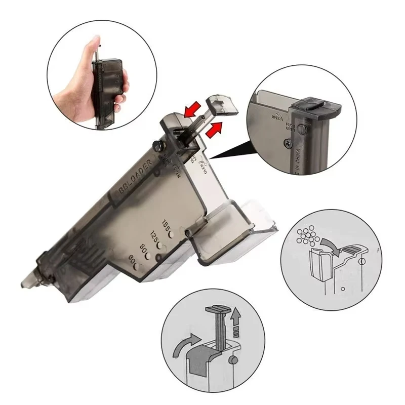 B2026 Airsoft Plastic 6mm BB Speed Loader 220 100 Rounds War Games Combat Tactical BB Loader Paintball Outdoor Hunting Accessory thumbnail 5