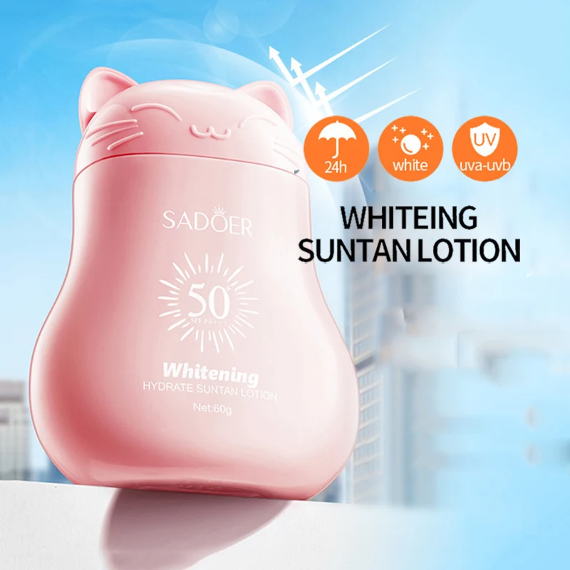 SADOER SPF 50+ Sun Cream for Face Body Neck Whitening Brightening Sunscreen Blocker High Protection Solar Care for Back Skin thumbnail 4