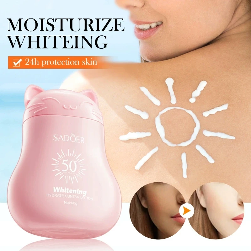 SADOER SPF 50+ Sun Cream for Face Body Neck Whitening Brightening Sunscreen Blocker High Protection Solar Care for Back Skin thumbnail 2