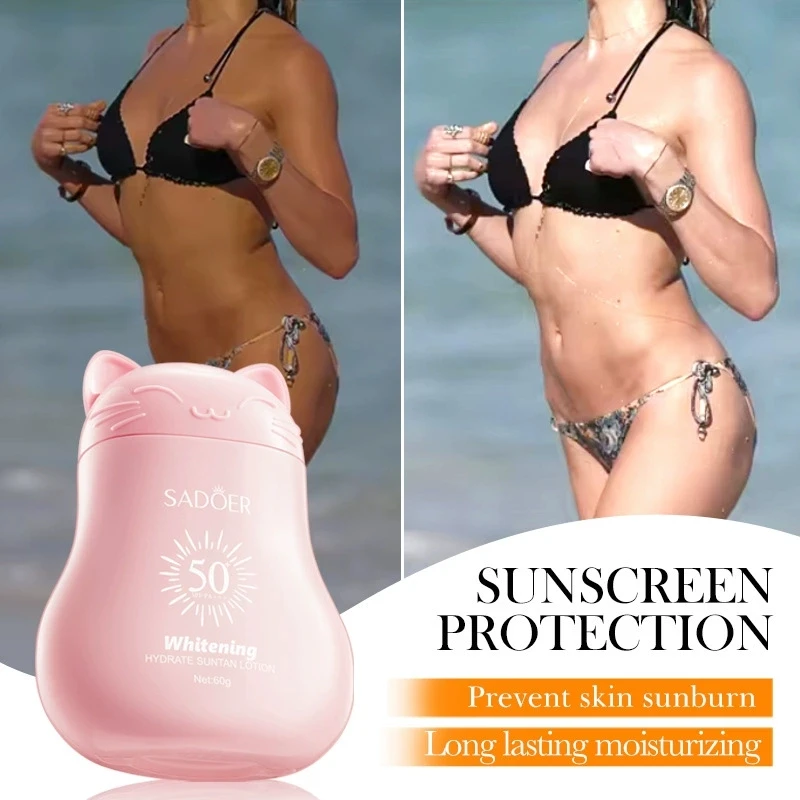 SADOER SPF 50+ Sun Cream for Face Body Neck Whitening Brightening Sunscreen Blocker High Protection Solar Care for Back Skin thumbnail 3
