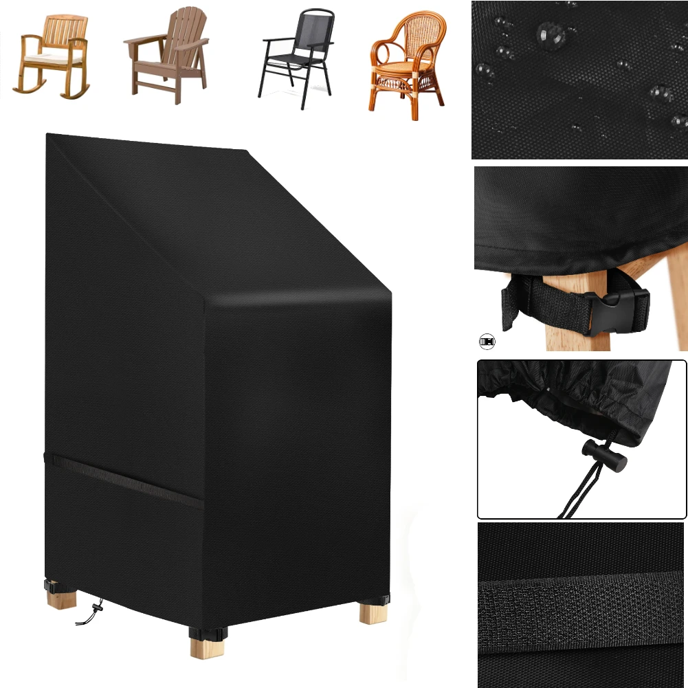 Garden Stacking Outdoor Chair Cover Waterproof 210D Oxford Rain Snow Dust Wind-Proof Anti-UV Yard Furniture Covers thumbnail 3
