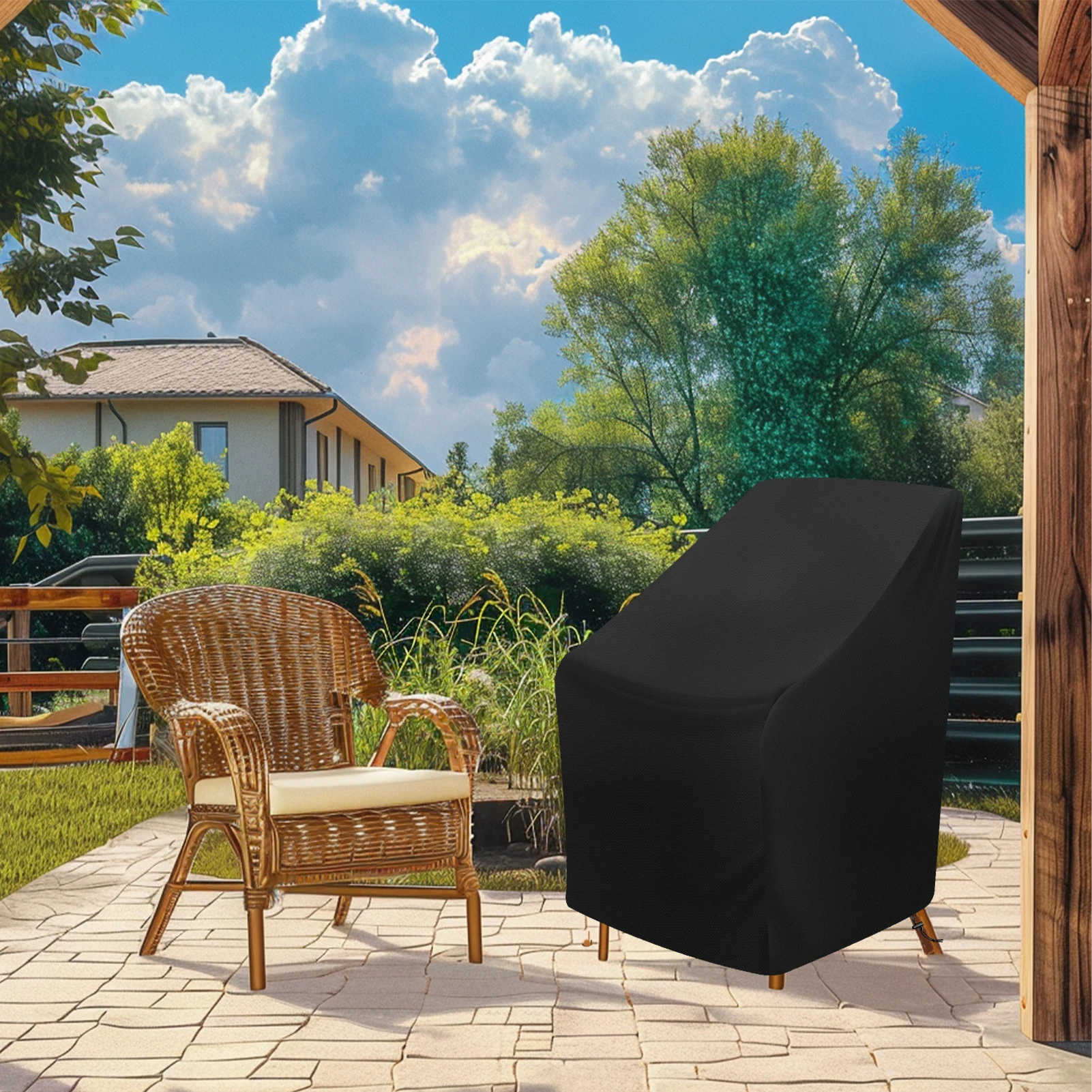 Garden Stacking Outdoor Chair Cover Waterproof 210D Oxford Rain Snow Dust Wind-Proof Anti-UV Yard Furniture Covers thumbnail 5