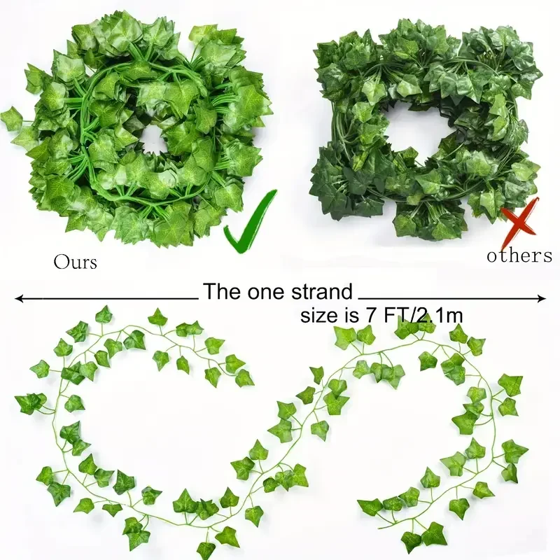 Artificial Green Ivy Leaf Rattan Creeper Leaves Vine Hanging Garland DIY Fake Flowers Plants for Garden Wedding Party Home Decor thumbnail 4