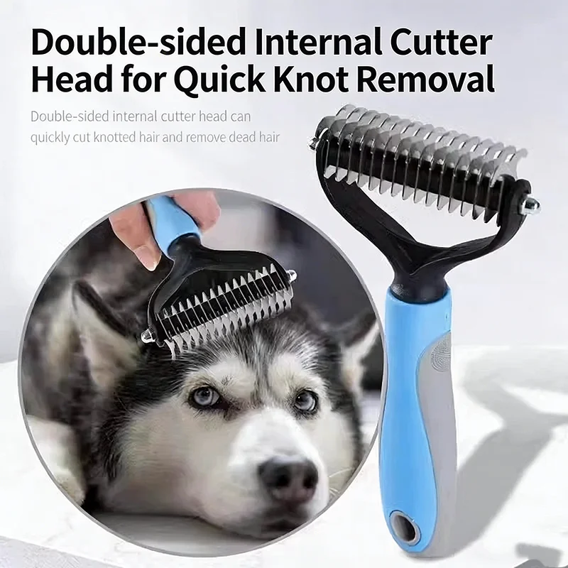 Professional Pet Cat Hair Removal Comb Brush Cat Dog Grooming Shedding Tools Double Sided Pet Grooming Comb for Pet Care thumbnail 2