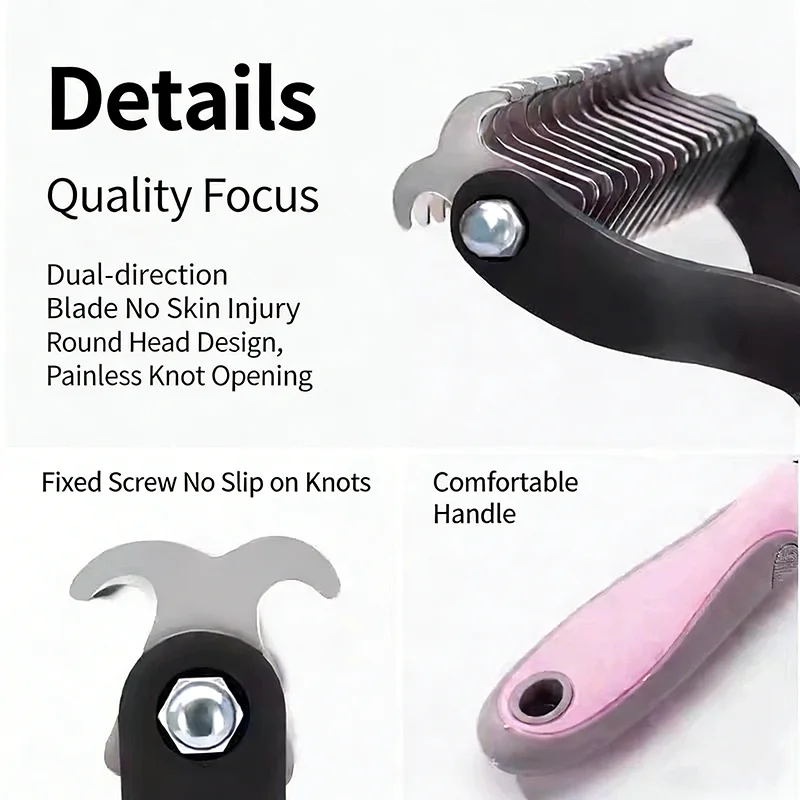 Professional Pet Cat Hair Removal Comb Brush Cat Dog Grooming Shedding Tools Double Sided Pet Grooming Comb for Pet Care thumbnail 4