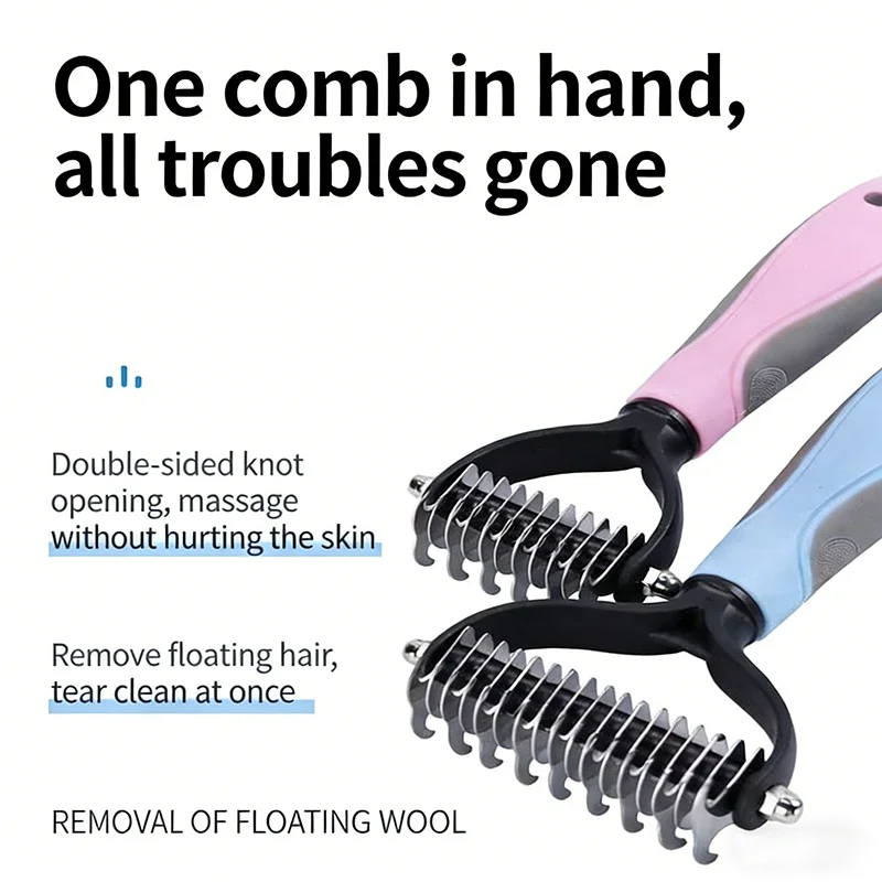 Professional Pet Cat Hair Removal Comb Brush Cat Dog Grooming Shedding Tools Double Sided Pet Grooming Comb for Pet Care thumbnail 3