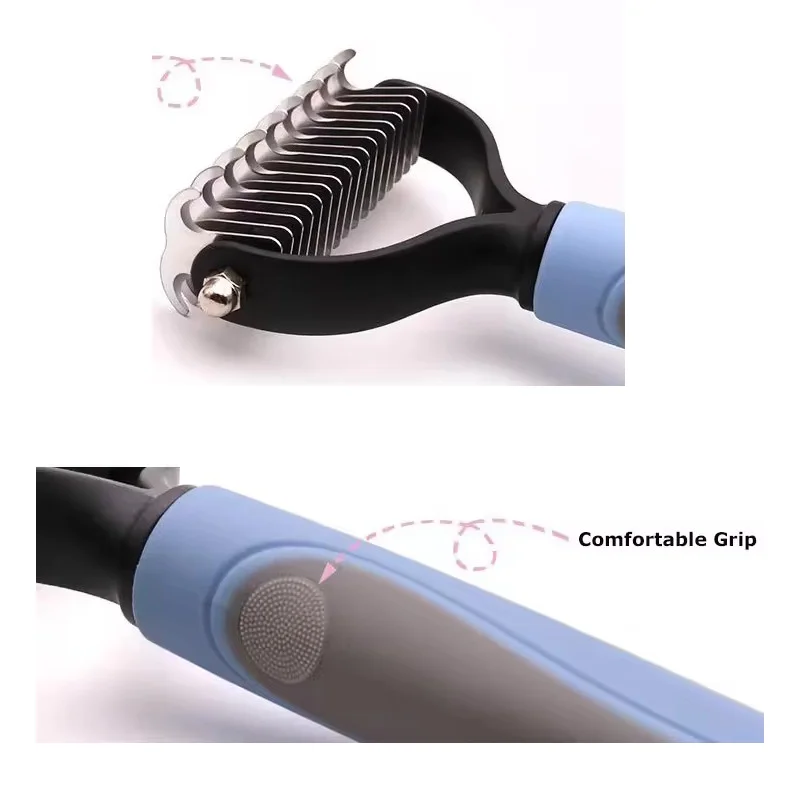 Professional Pet Cat Hair Removal Comb Brush Cat Dog Grooming Shedding Tools Double Sided Pet Grooming Comb for Pet Care thumbnail 5