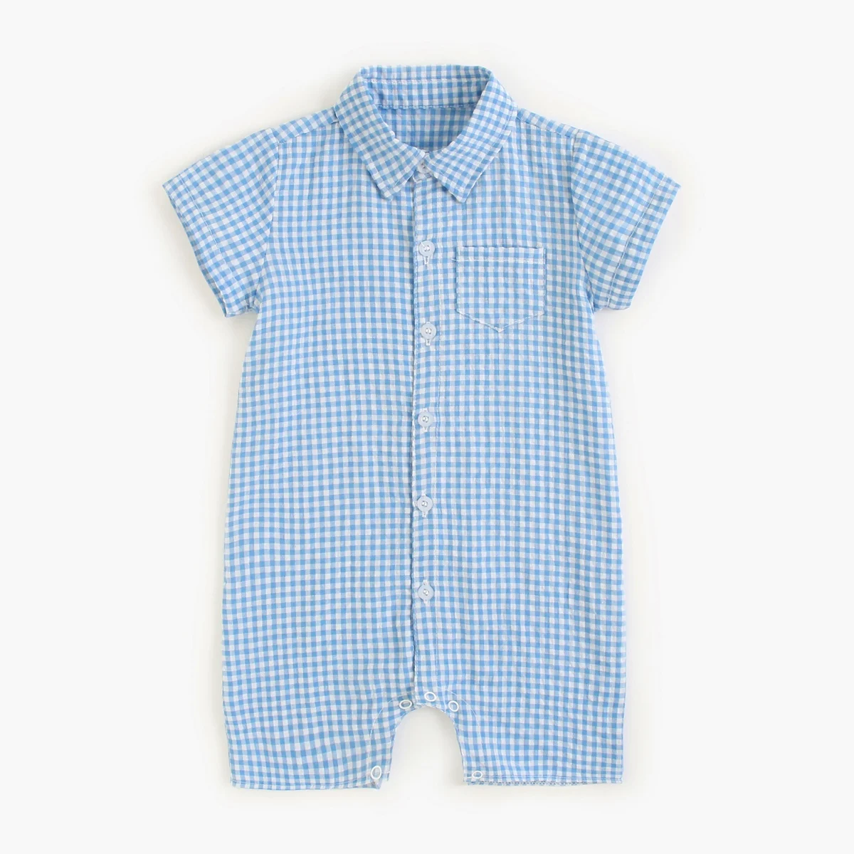 Sanlutoz Summer Baby Boys Jumpsuits Cotton Fashion Short Sleeve Plaid Baby Clothing thumbnail 3