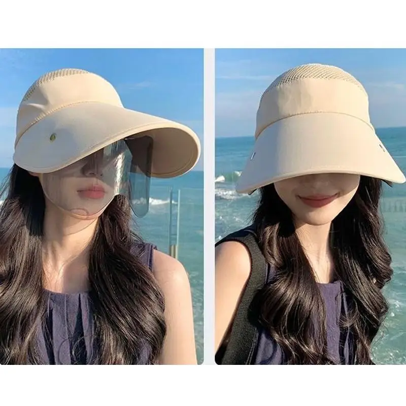 New Summer Women Sun Hat With Glasses Large Brim Bucket Hat Breathable Outdoor Cap Magic Tape Adjust Travel Beach Cap thumbnail 4