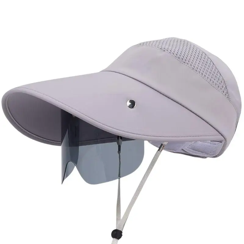 New Summer Women Sun Hat With Glasses Large Brim Bucket Hat Breathable Outdoor Cap Magic Tape Adjust Travel Beach Cap thumbnail 5