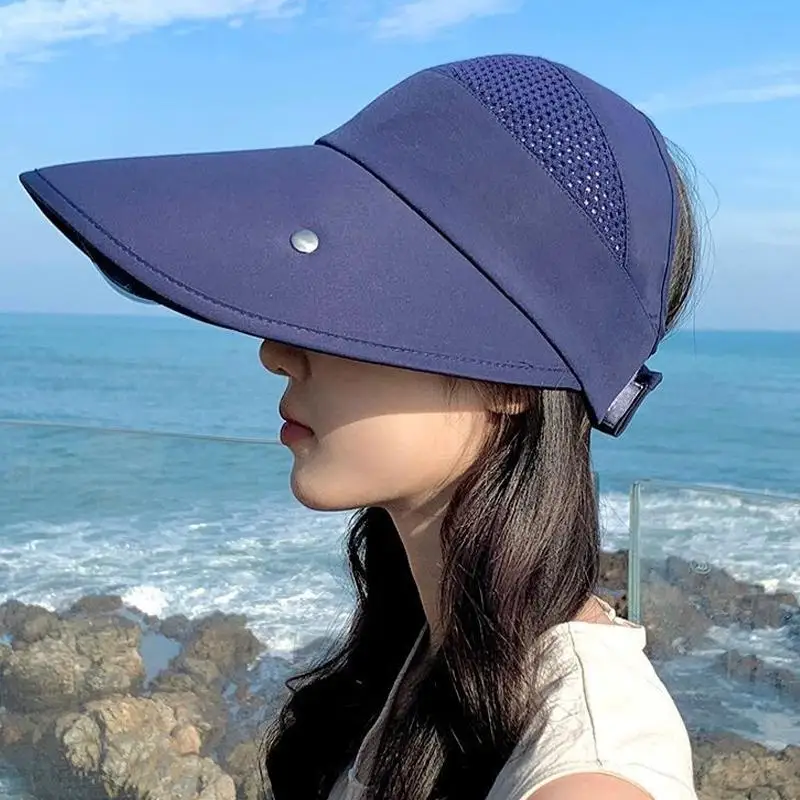 New Summer Women Sun Hat With Glasses Large Brim Bucket Hat Breathable Outdoor Cap Magic Tape Adjust Travel Beach Cap thumbnail 3